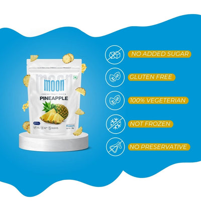 Moon Freeze Dried Pineapple Chips | Healthy Pineapple Snack | 100% Natural, Vegan, No Preservatives, No Added Sugar | 16 Gm | Moon_Pineapple_Chips | (16Gm) Pack of 2