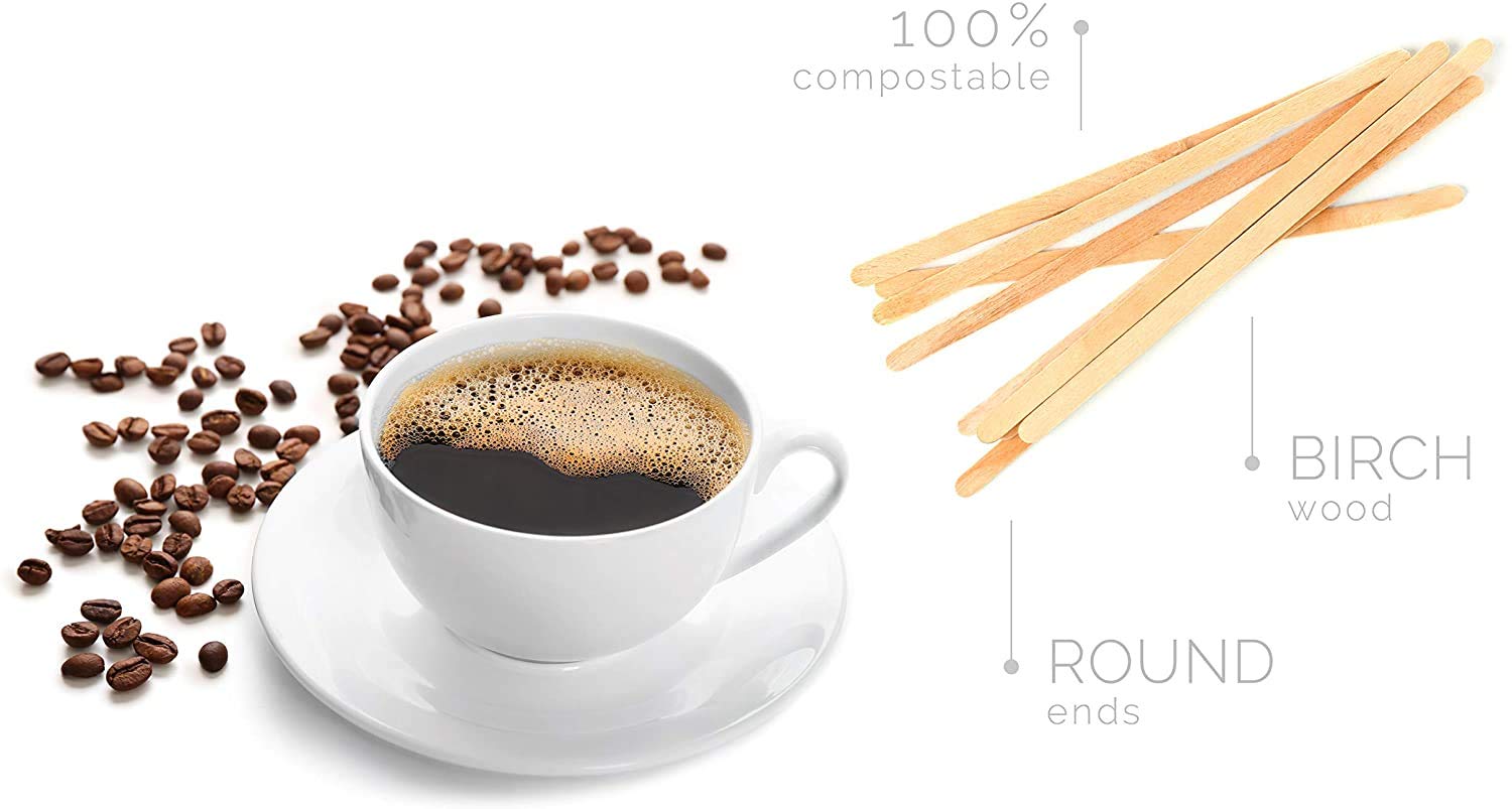 BRIGHTAIL INFRA Coffee Stir Sticks Wood Stirrers Disposable Drink Stirrers for Tea Beverages (4.5 Inch, 1000)