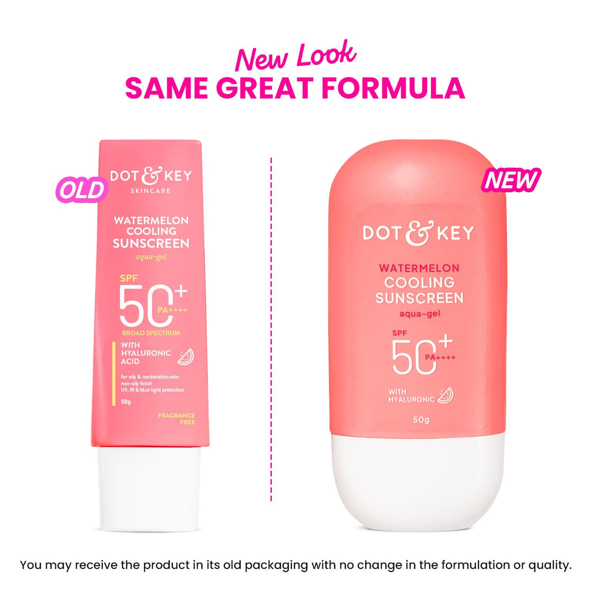 Dot & Key Watermelon Cooling Sunscreen In - Vivo Tested SPF 50+ PA++++ | With Hyaluronic Acid, Instantly Cools Skin, Broad Spectrum Protection | Controls Excess Oil, Checks Tanning, No White Cast, All Skin Types | 50g