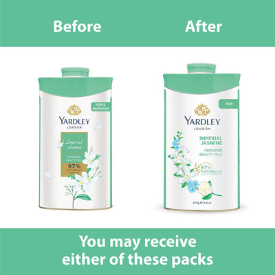 4x Yardley London Imperial Jasmine Perfumed Talc| Fragrant Beauty Talc for Women| Smooth Texture| 250g - Pack of 4