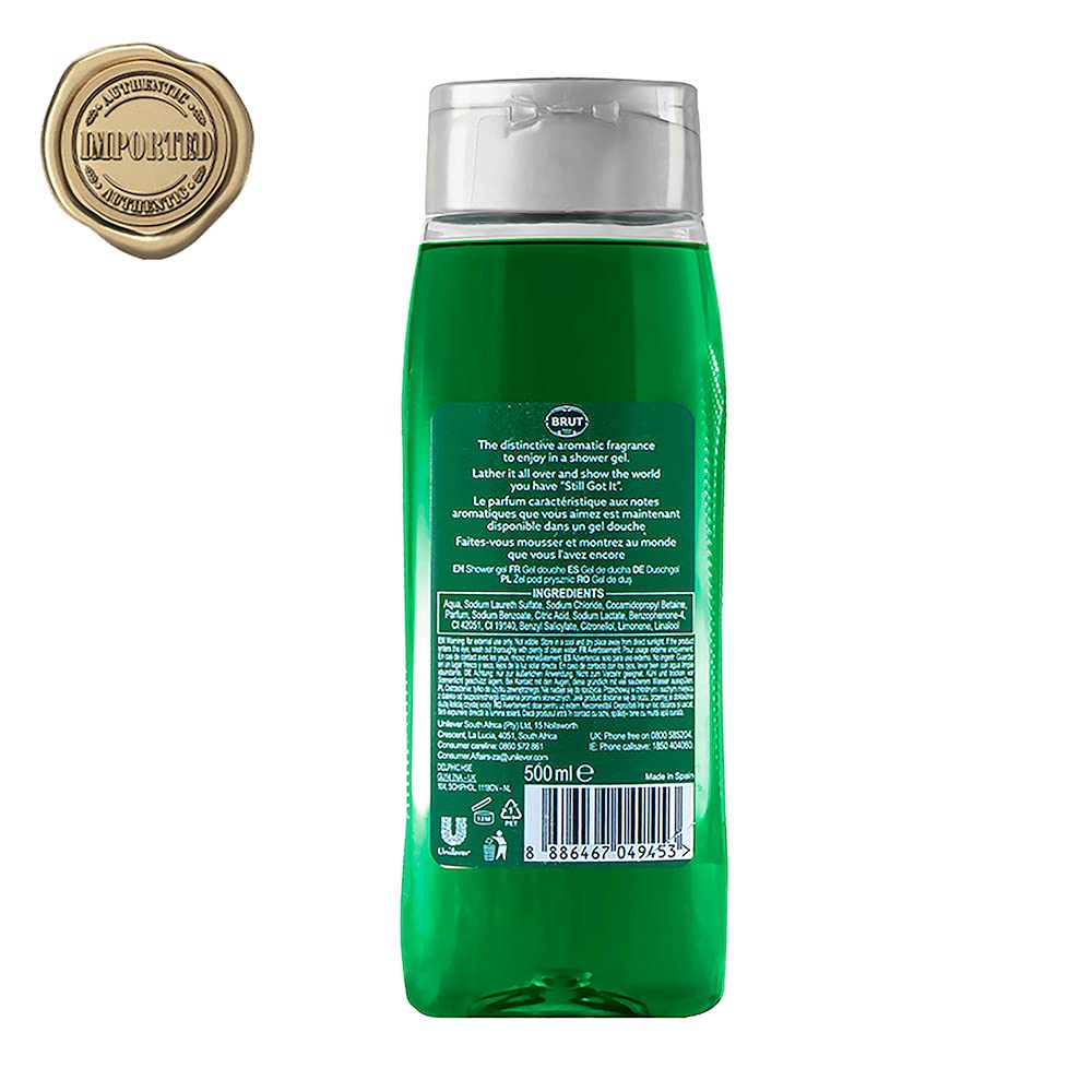 2x Brut Original ALL-IN-ONE Shower gel for Hair & Body | Body Wash for Men| Authentic Fragrance 500ml each - Pack of 2