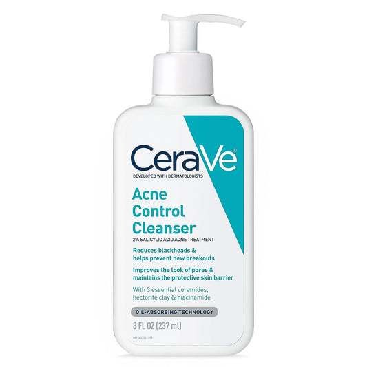 CeraVe Face Wash Acne Treatment | Salicylic Acid Cleanser with Purifying Clay for Oily Skin | Blackhead Remover and Clogged Pore Control 237ML
