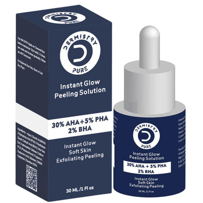 Dermistry Pure 30% AHA + 5% PHA + 2% BHA Skin Lightening Brightening Instant Glowing Smooth Peeling Exfoliating Solution Face Serum For Instant Glow 30ml