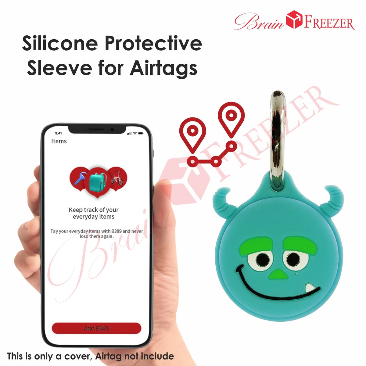 Brain Freezer Cartoon Silicone Key Ring Holder Airtag Case Cover Shockproof Anti-Fall Dust Proof Compatible with AirTag 2021 Cover (Gamer) (AirTag not Included)