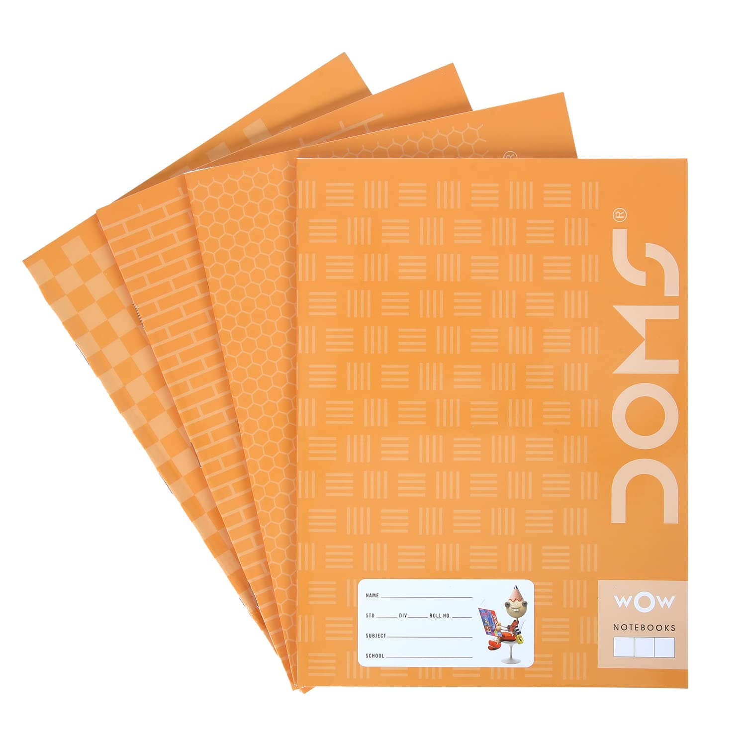 Doms Brown Cover Notebook | Medium Square 12mm | 57GSM | 172 Pages | 18 x 24 cm | Pack of 6
