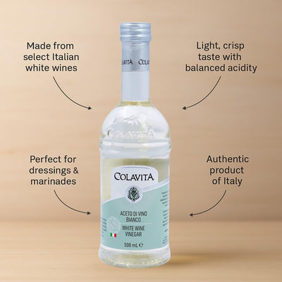 Colavita White Italian Condiment 500ml | Pairs well with Meats, White Sauces, Vegetables, Salads, Fish, and Rice | No Artificial Colors