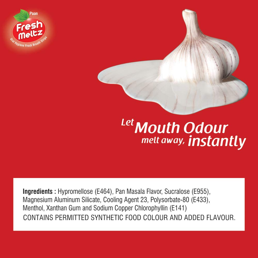 FRESH MELTZ Oral Hygiene Instant Mouth Freshener Sugar Free Paan Flavoured Mint Breath Strips (25 Strips) - Pack of 24