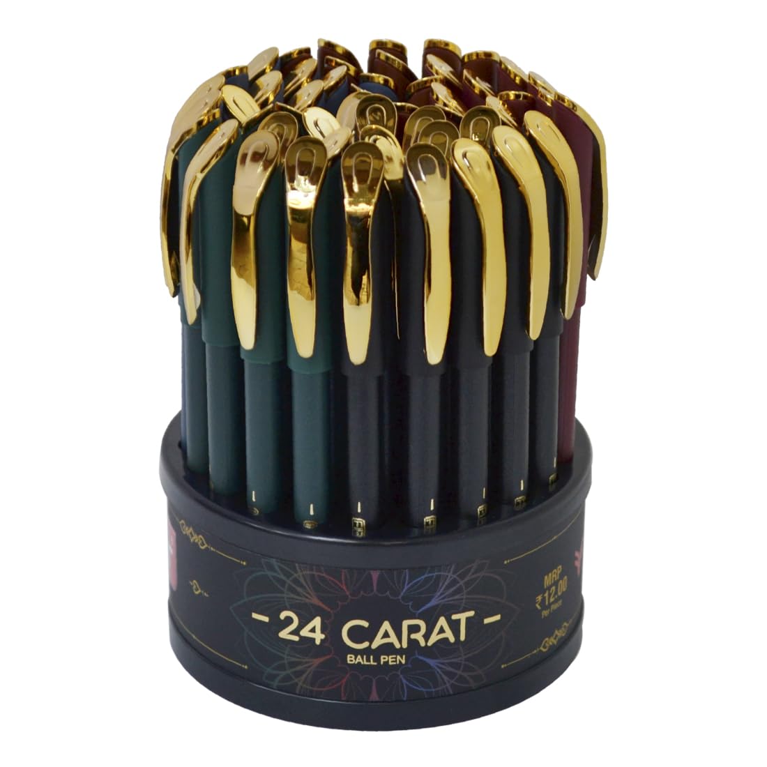 FLAIR 24 Carat Ball Pen Tumbler Set | Smooth Ink Flow System | Elegent Looks With Smudge Free Writing Experience | Blue Ink, Pack of 50 Pens