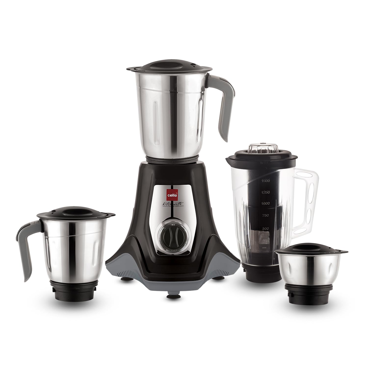 Cello Hercules Mixer Grinder 750W, Black- 2 Year Warranty (Wet Jar with Lid- 1.2 L; Dry Jar with Lid- 1L; Chutney Jar with Lid- 500ml; Juicer Jar Capacity- 1500ml; Spatula)