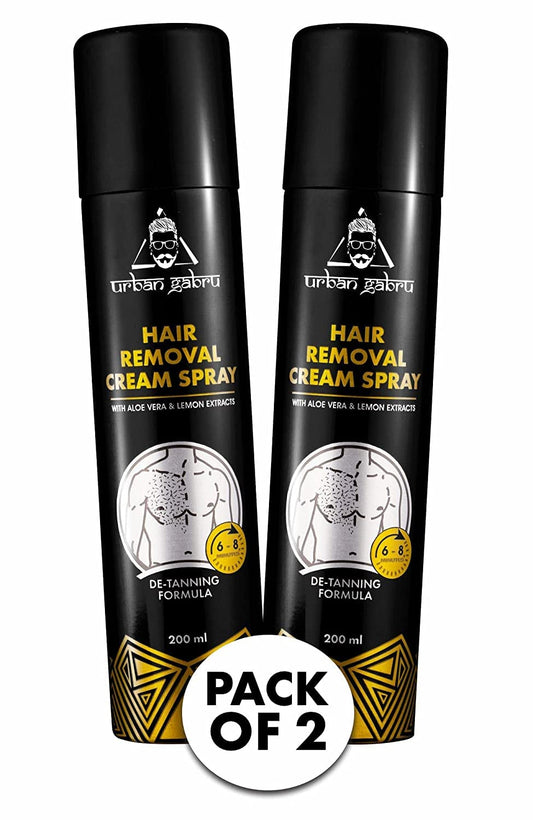 2x Urbangabru Hair Removal cream Spray - Pack of 2 - 200 ML, Aloe Vera