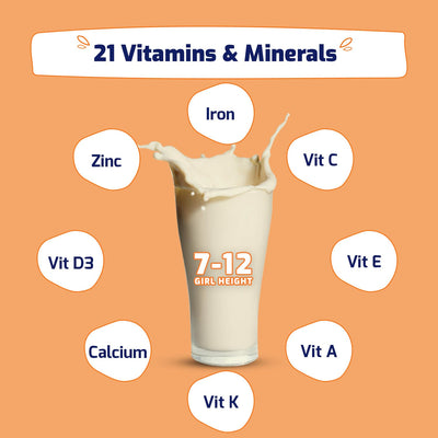 Gritzo SuperMilk Height+ (7-12y Girls), 10g Protein (Creamy Vanilla)