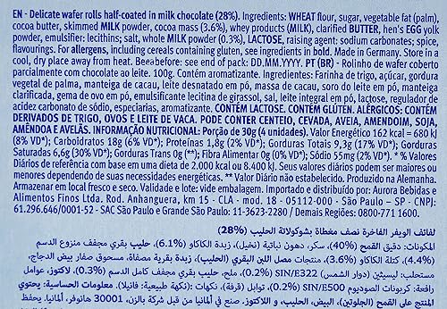 Bahlsen Wafers Whole Milk Wafer Thin Waffles With Milk Chocolate 100g