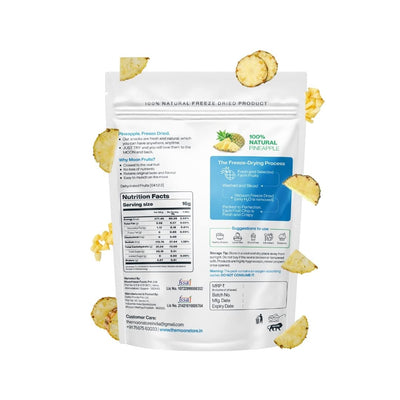 Moon Freeze Dried Pineapple Chips | Healthy Pineapple Snack | 100% Natural, Vegan, No Preservatives, No Added Sugar | 16 Gm | Moon_Pineapple_Chips | (16Gm) Pack of 2