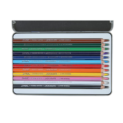 Doms 12 Shades Super Soft Color Pencils Flat Tin Box | Smooth Color Application | For Blending & Experimenting Different Art Strokes | Non-Toxic & Safe For Childrens | Pack of 1