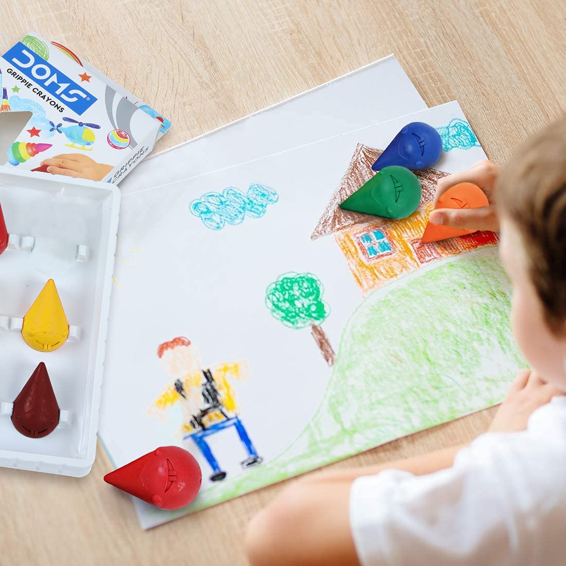 Doms 6 Shades Grippie Crayons Box Pack