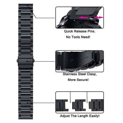 ACM Watch Strap Stainless Steel Metal 22mm compatible with Fire Boltt Invincible Bsw020 / Invincible Plus Bsw097 / Fire Boltt Talk Bsw004 Smartwatch Belt Royal Black