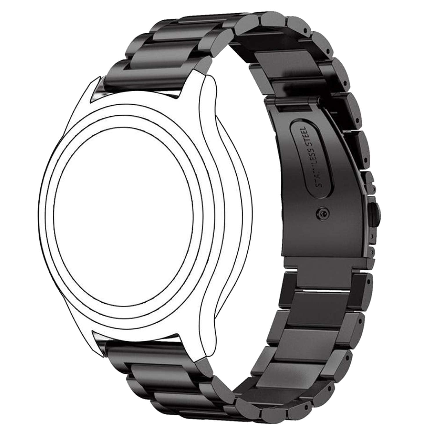 ACM Watch Strap Stainless Steel Metal 22mm compatible with Fire Boltt Invincible Bsw020 / Invincible Plus Bsw097 / Fire Boltt Talk Bsw004 Smartwatch Belt Royal Black