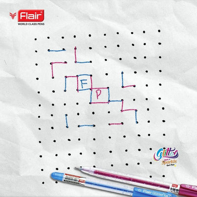 Flair 1 mm Glitter Gel Pen 10 Pcs Pouch - Multicolour