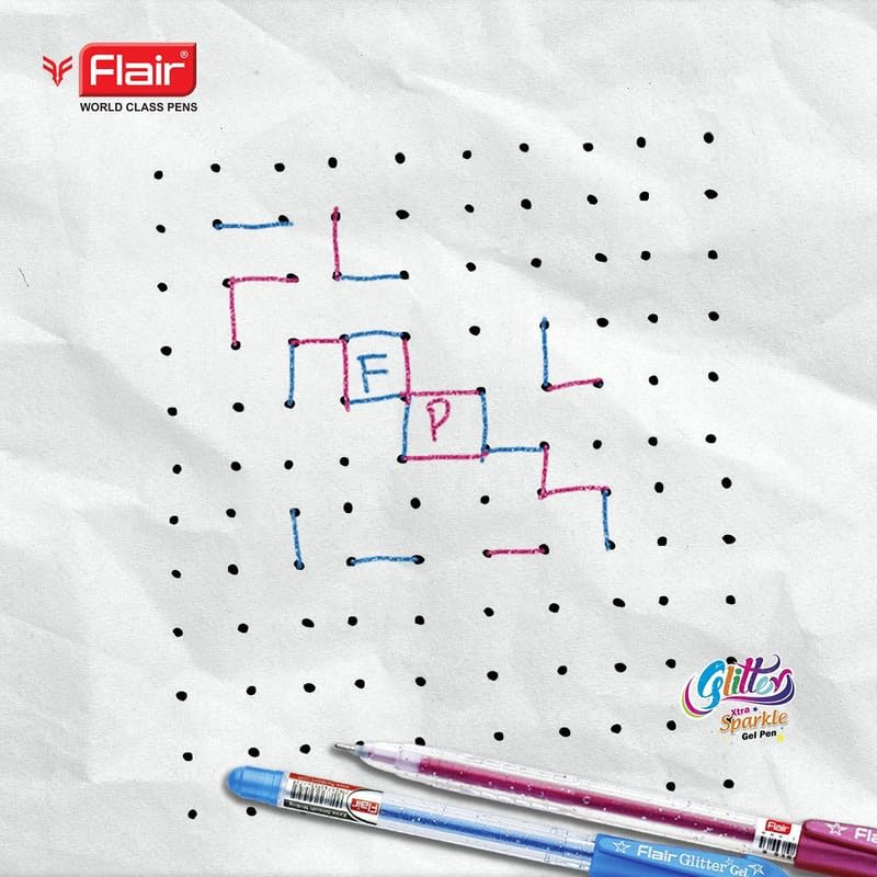 Flair 1 mm Glitter Gel Pen 10 Pcs Pouch - Multicolour