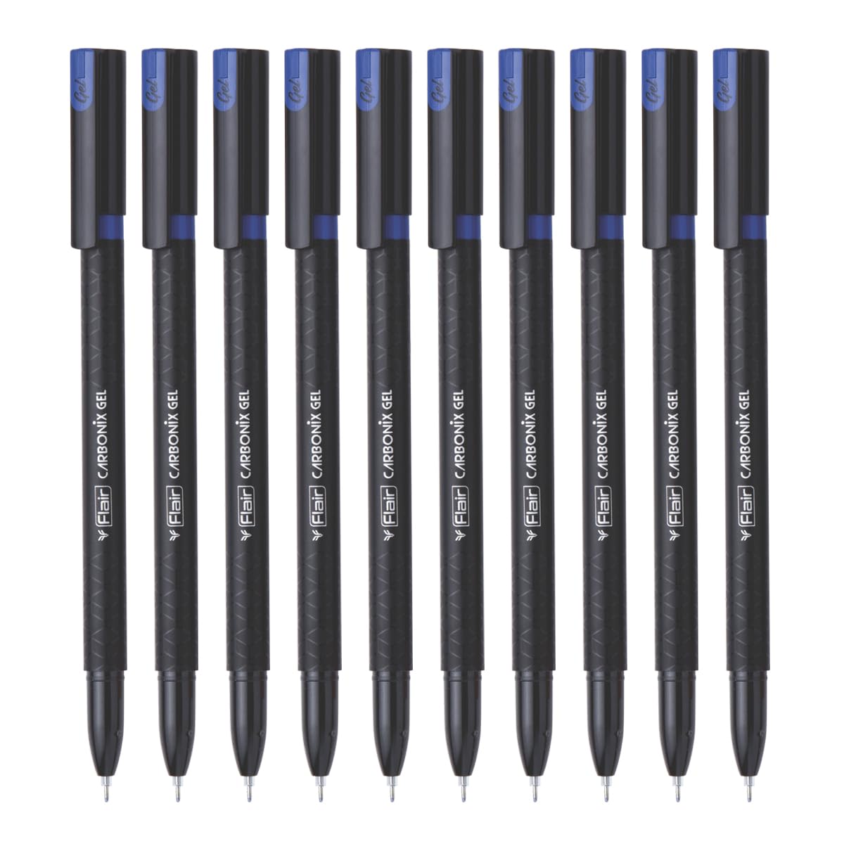 Flair Carbonix 0.5 mm Gel Pen 10 Pcs - Blue Ink