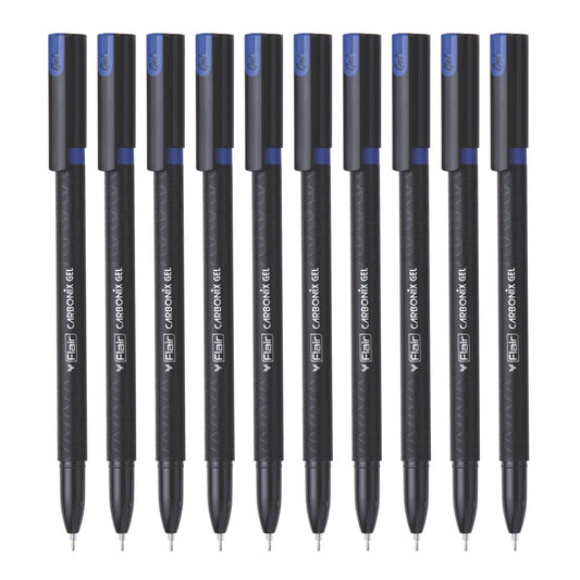 Flair Carbonix 0.5 mm Gel Pen 10 Pcs - Blue Ink