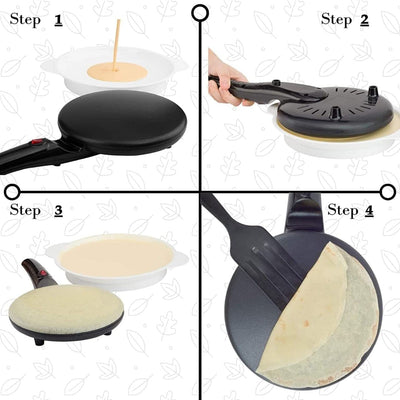 Ameedarshan Electric Crepe Maker Dosa Maker Auto Power Off|Portable Crepe Maker With Non-Stick Dipping Plate And Egg Whisk|Easy To Use For Pancakes,Chapati,Chilla,Dosa,Egg Beater ,Black,600W