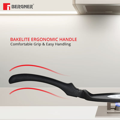 BERGNER Senator Die-Cast Aluminium Non-Stick Dosa Tawa, 31cm, Black