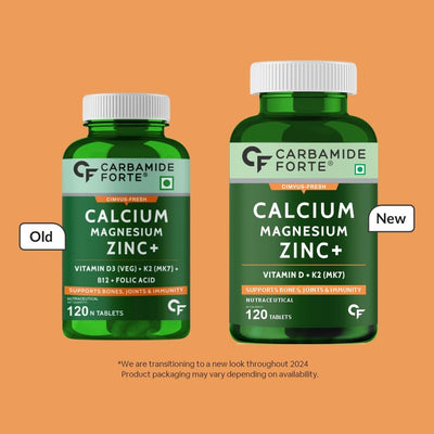 Carbamide Forte Calcium & Vitamin D3 Tablets | Calcium Magnesium Zinc - Bone Health & Joint Support - 120 Tablets