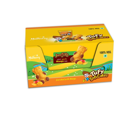 Mulberry Tufy Teddy Soft Cakes | Enriched with Mango Filled | Mono Outer Cookie Cake | Vegetarian Fruit Cake For Kids and Adults | 336 gms