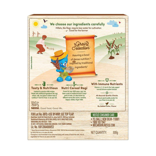 CEREGROW Nestle Grain Selection - Ragi Mixed Fruit & Ghee, Cereals For Kids - Bag-In-Box Pack, 300G