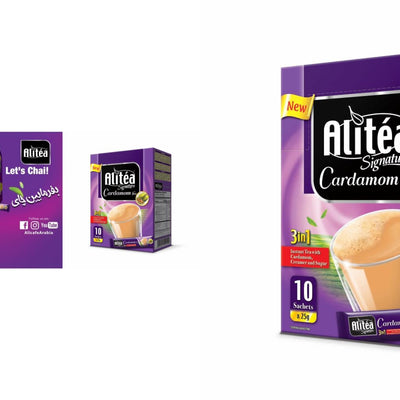 Alitea Signature Cardamom Tea 250g (10 Sachets), Instant Chai Premix - Natural Ingredients, Convenient, GMO-Free