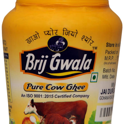 BRIJ GWALA Desi Cow Ghee |Made Traditionally From Curd |Pure Cow Ghee for Better Digestion and Immunity |-1 ltr Jar