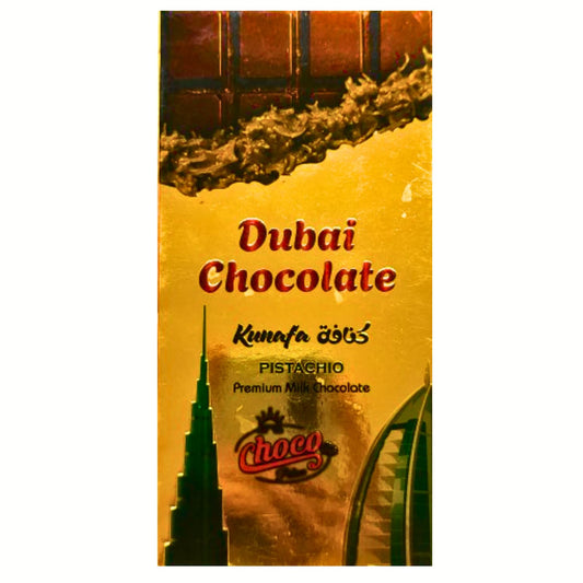Choco Dubai Chocolate Kunafa Pistachio Bar, Premium Milk Chocolate 200g (Imported UAE)
