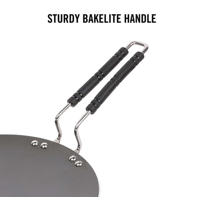 Cello Hard Anodized Aluminium Concave/Paratha/Roti Tawa (28cm), Black (3MM Thickness)