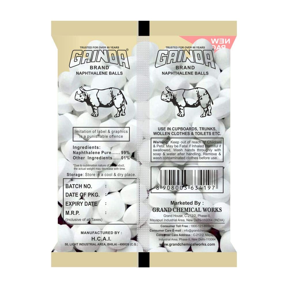 GAINDA Naphthalene Balls White Kapoor Goli Stain-Free Anti-Insect, Repellant Mothballs Sanitary Cubes for Commercial Use Cloth Wardrobe, Almirah, Bookshelves, & Drawers - 1kg