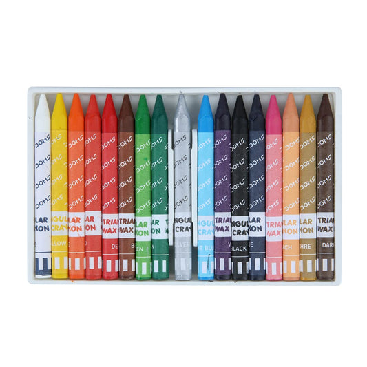 Doms Non- Toxic Triangle Extra Long Wax Crayons Set In Cardboard Box - 16+1 Assorted Shades