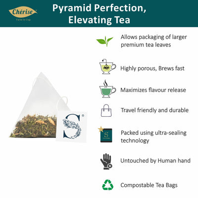 Cherise Specialiteas Morning Glory Moringa Ginger Herbal Green Tea (2 g x 25 Pyramid Tea Bags)