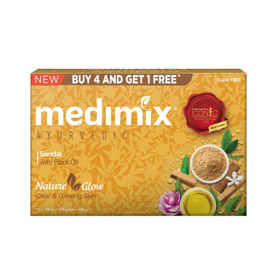5x Medimix Ayurvedic Sandal Bathing Soap Bar With Eladi Oil 125G each - Pack of 5