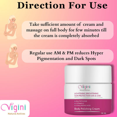 Vigini Skin Whitening Face Lightening Brightening Radiance Fairness Face Cream, Kojic Acid Vitamin C Sunblock, Tanning Dark Spots Pigmentation Removal, Day & Night Men Women 50ml