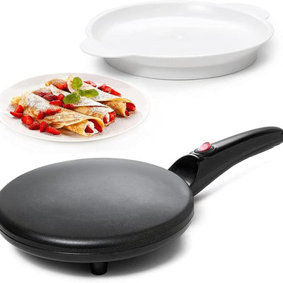 Ameedarshan Electric Crepe Maker Dosa Maker Auto Power Off|Portable Crepe Maker With Non-Stick Dipping Plate And Egg Whisk|Easy To Use For Pancakes,Chapati,Chilla,Dosa,Egg Beater ,Black,600W