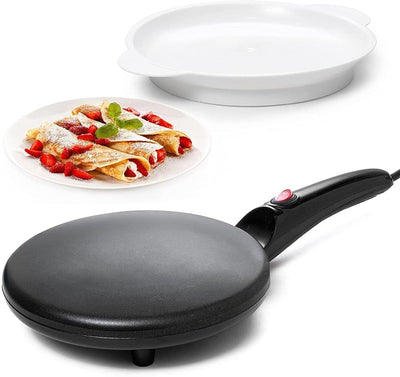 Ameedarshan Electric Crepe Maker Dosa Maker Auto Power Off|Portable Crepe Maker With Non-Stick Dipping Plate And Egg Whisk|Easy To Use For Pancakes,Chapati,Chilla,Dosa,Egg Beater ,Black,600W