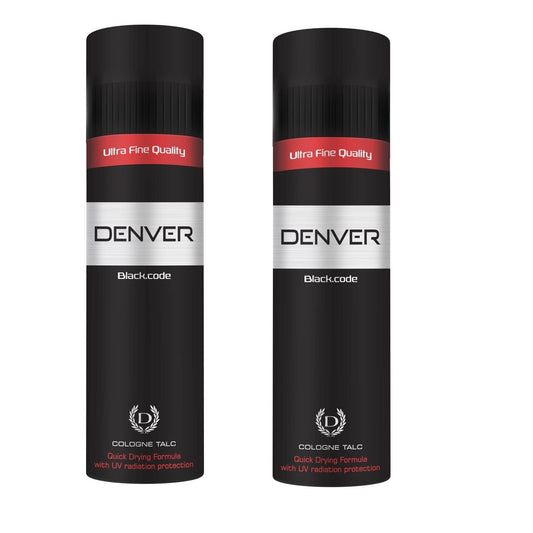DENVER Black Code Talcum Powder 300GM Each - (Pack of 2)