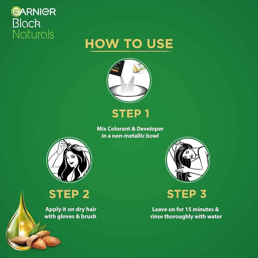 Garnier, Hair Colouring Crème, 100% Grey Coverage, Softening and Increased Shine, Black Naturals, 4.0 Natural Brown, 20g + 20ml