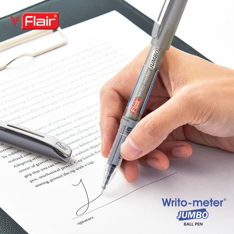 FLAIR Writometer Jumbo Ball Pen ,  Blue Ink, Pack of 4