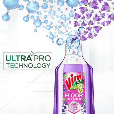 Vim Floor Cleaner: 1000ml | French Lavender with Sage | 100% Removal of stains for complete clean floors & long lasting fragrance