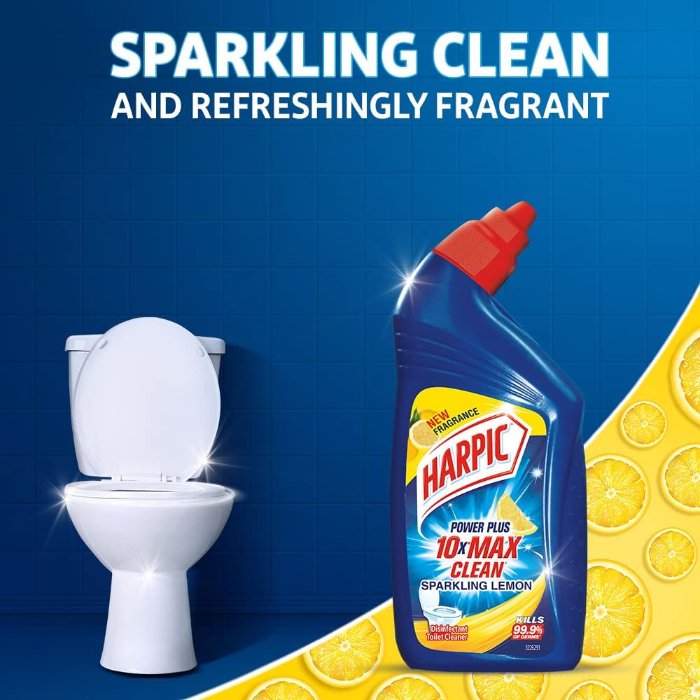 Harpic Disinfectant Toilet Cleaner Liquid, Orange - 1 L & Harpic Drain Xpert Drain Cleaner Powder (50g x 8) | Effective Sink Cleaner, Drain Blockage Remover, Drain Pipe Cleaner