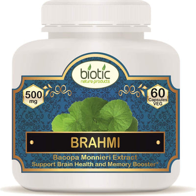 Biotic Brahmi Capsules - Bacopa Monnieri Extract 500mg - 60 Veg Capsules