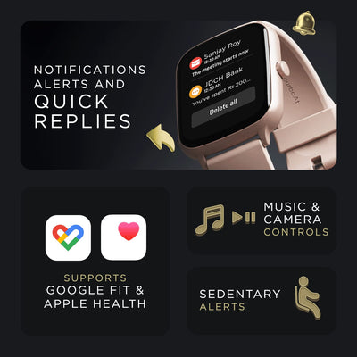 boAt Wave Style Call Smart Watch with Advanced BT Calling Chip,DIY Watch Face Studio, Coins, 1.69" HD Display, Health Ecosystem, Live Cricket Scores, Quick Replies, HR & SpO2(Cherry Blossom)