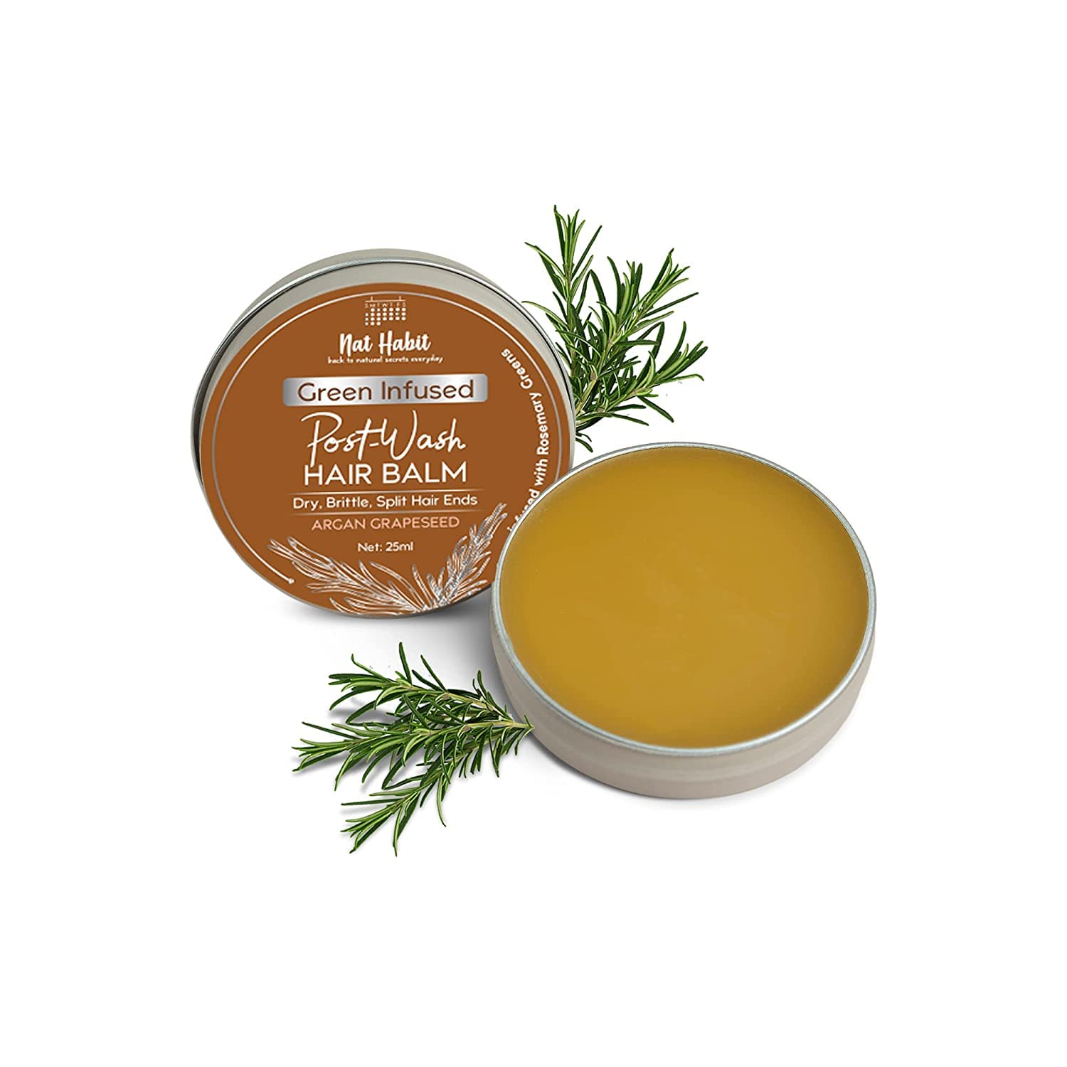 4x Nat Habit - Argan Grapeseed Post-Wash Hair Balm For Split Ends, 25ml - Pack of 4