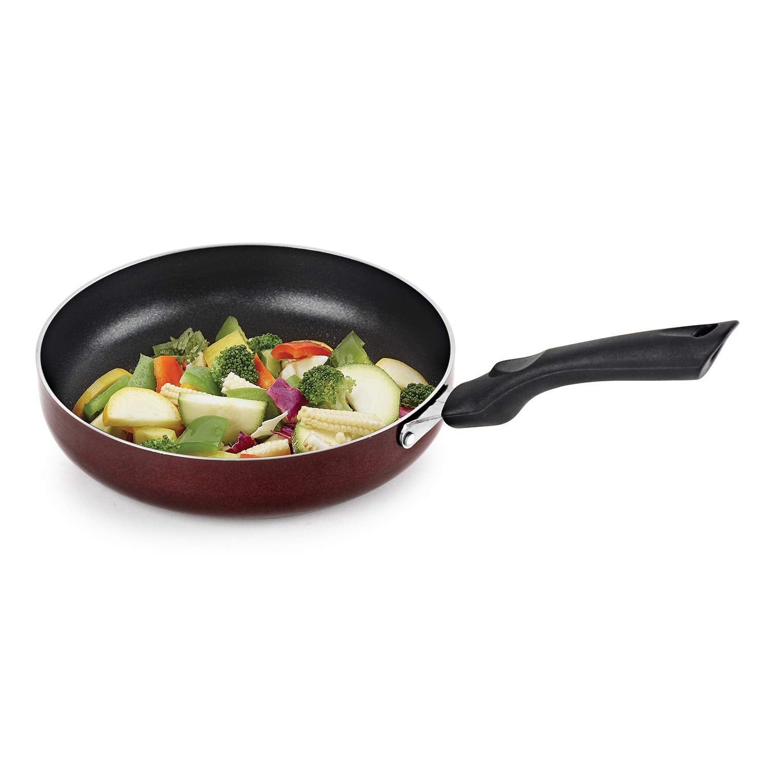 Cello Non Stick Induction Base Frying Pan/Tapper Pan, 220 mm, Cherry,Aluminium
